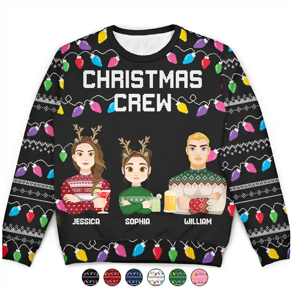 Family - Christmas Crew Family Matching Shirt - Personalized Unisex Ugly Sweater