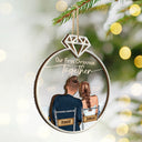 Gift For Couples,Gift For Husband,Gift For Wife,Gift For Boyfriend,Gift For Girlfriend,Christmas,Happy - Our First Christmas Married - Personalized 2 Layered Mix Ornament