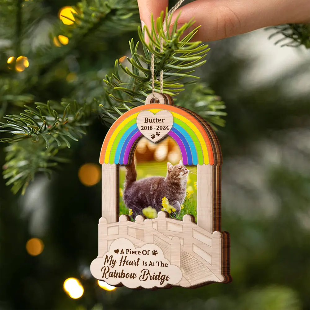 Custom Photo Dog Cat Pet Memorial We Will Meet Again - Personalized 2-Layered Wooden Ornament