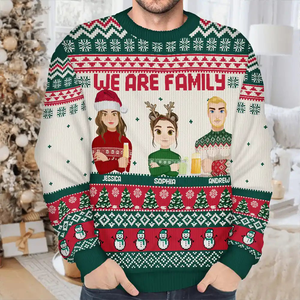 Family - Christmas Family Crew We Are Family - Personalized Unisex Ugly Sweater