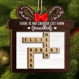 Gift For Bestie,Gift For Sibling,Gift For Sisters,Gift For Brothers,Gift For Grandparents - There's No Greater Gift Than Grandkids Family Friends Crossword Scrabble - Personalized 2-Layered Wooden Ornament