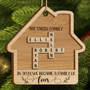 Family - The Year We Became A Family Crossword Scrabble - Personalized 2-Layered Wooden Ornament