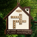 Family - New Home New Beginnings New Memories Crossword Scrabble - Personalized 2-Layered Wooden Ornament