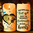 Continue Shopping,Custom Photo,Memorial,Pet Lovers,Dog Lovers,Cat Lovers,Sad - Custom Photo Dog Cat Memorial The Biggest Footprints In Our Hearts - Personalized Flameless LED Candle