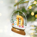 Family - Christmas Monogram Snowman Family - Personalized Custom Shaped Acrylic Ornament