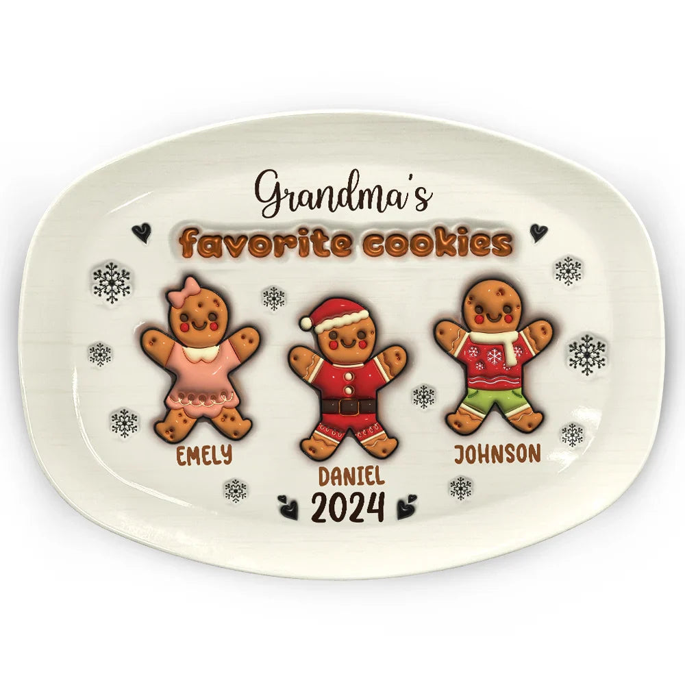 Gift For Grandparents, Gift For Grandma, Gift For Grandpa - Nana Grandma Favorite Gingerbread Cookies - 3D Inflated Effect Printed Personalized Plate