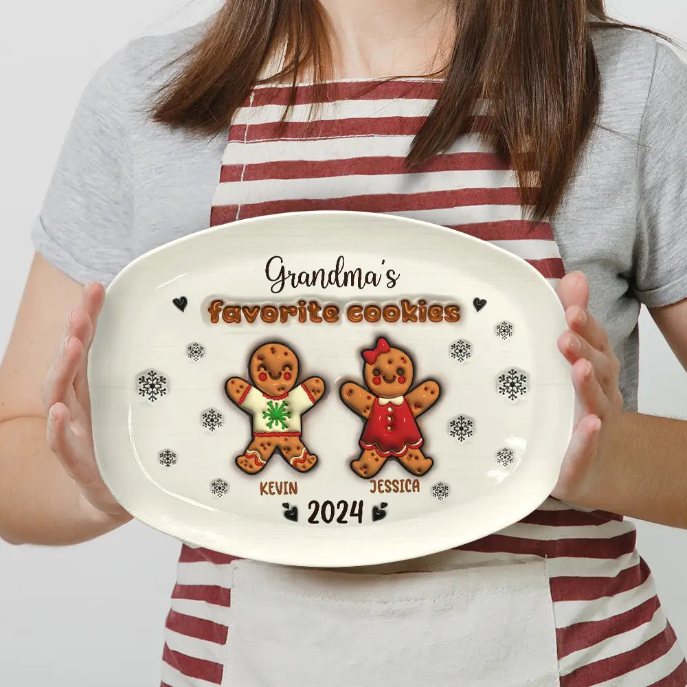 Gift For Grandparents, Gift For Grandma, Gift For Grandpa - Nana Grandma Favorite Gingerbread Cookies - 3D Inflated Effect Printed Personalized Plate