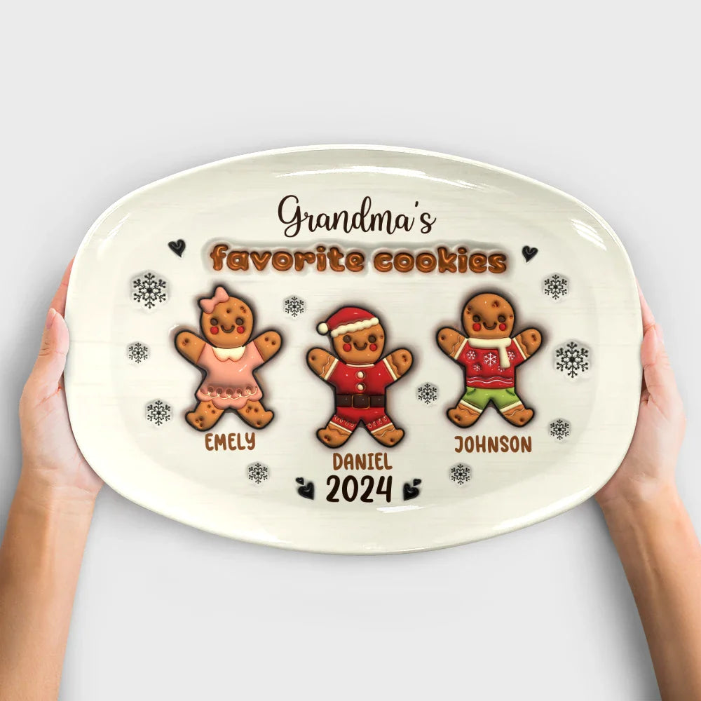 Gift For Grandparents, Gift For Grandma, Gift For Grandpa - Nana Grandma Favorite Gingerbread Cookies - 3D Inflated Effect Printed Personalized Plate