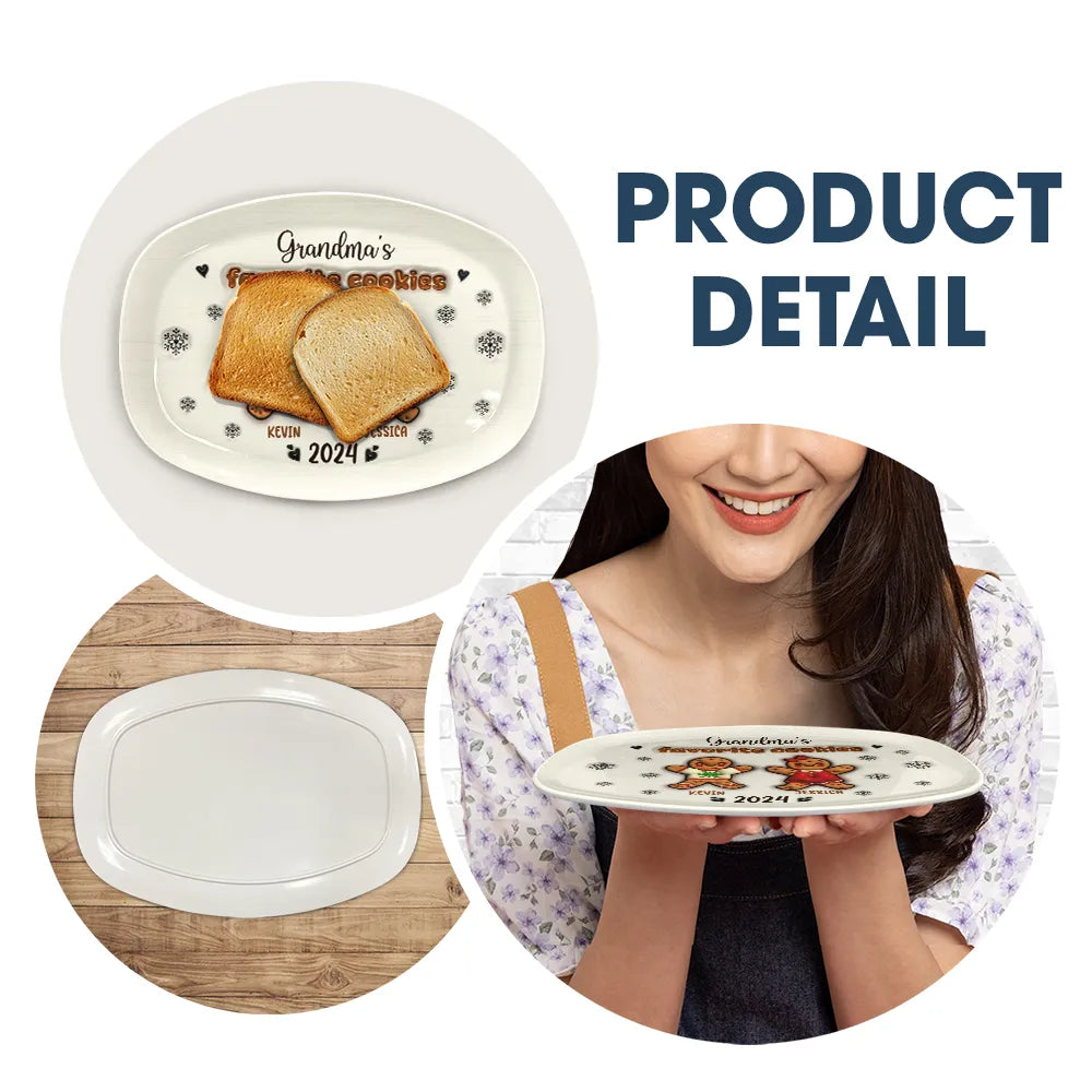 Gift For Grandparents, Gift For Grandma, Gift For Grandpa - Nana Grandma Favorite Gingerbread Cookies - 3D Inflated Effect Printed Personalized Plate