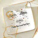 Gift For Bestie,Happy - City Skyline Long Distance Relationship I Miss Your Face - Personalized Ring Dish