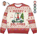 Gift For Yourself, Golf,Gift For Men - Custom Photo Funny Golf Lover Merry Golfmas - Personalized Unisex Ugly Sweater
