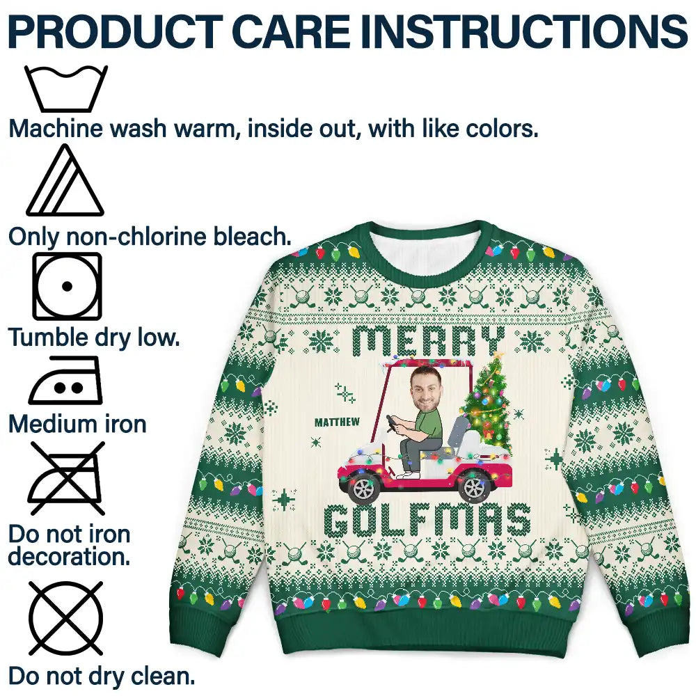 Gift For Yourself, Golf,Gift For Men - Custom Photo Funny Golf Lover Merry Golfmas - Personalized Unisex Ugly Sweater
