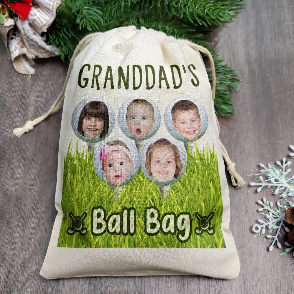 Christmas,Golf,Custom Photo,Gift For Men,Gift For Father,Gift For Grandpa,Happy - Custom Photo Dad's Grandpa's Ball Bag Golf Lover - Personalized Favor Bag