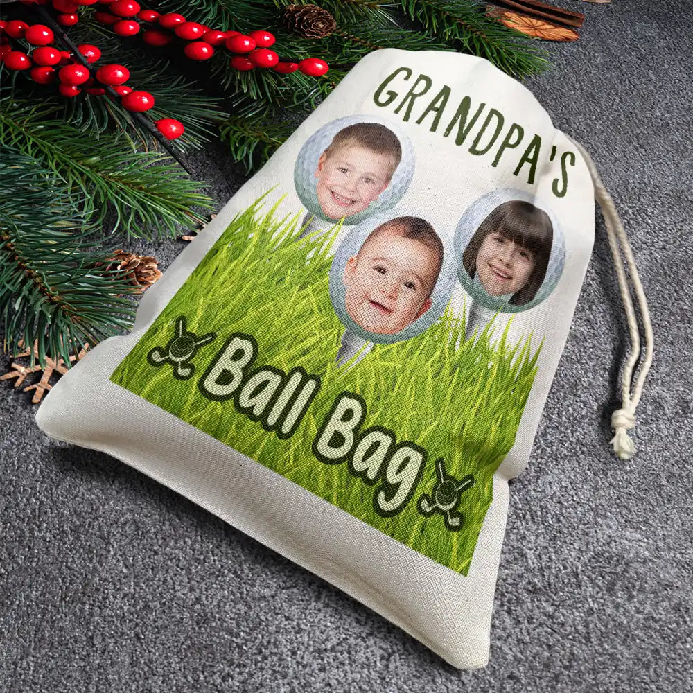 Christmas,Golf,Custom Photo,Gift For Men,Gift For Father,Gift For Grandpa,Happy - Custom Photo Dad's Grandpa's Ball Bag Golf Lover - Personalized Favor Bag