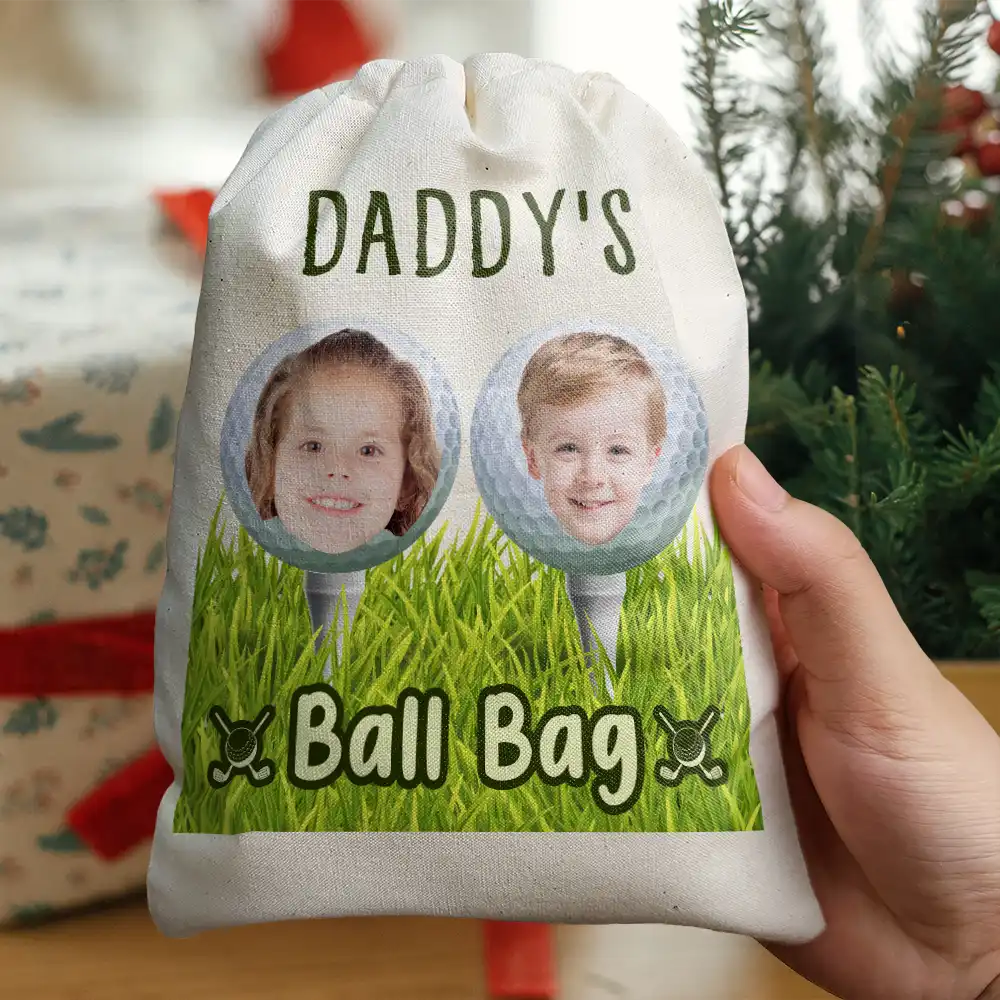 Christmas,Golf,Custom Photo,Gift For Men,Gift For Father,Gift For Grandpa,Happy - Custom Photo Dad's Grandpa's Ball Bag Golf Lover - Personalized Favor Bag