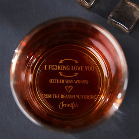 Gift For Couples,Gift For Husband,Gift For Boyfriend,Gift For Men - To My Husband I Love You From The Reason You Drink - Personalized Engraved Whiskey Glass