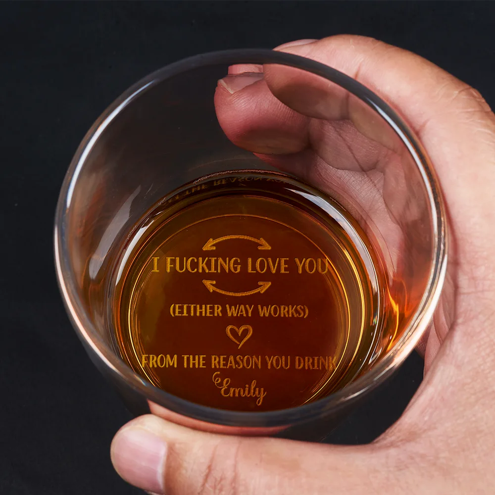 Gift For Couples,Gift For Husband,Gift For Boyfriend,Gift For Men - To My Husband I Love You From The Reason You Drink - Personalized Engraved Whiskey Glass