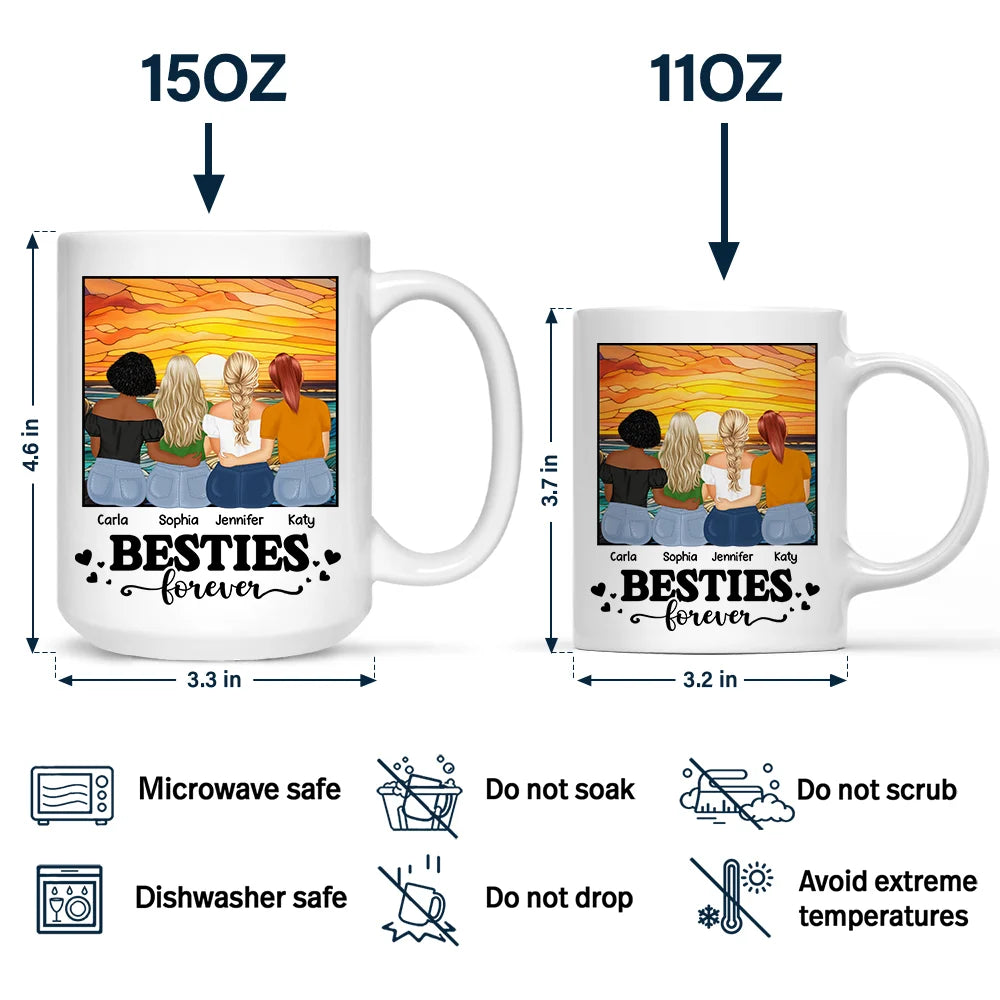 Gift For Bestie, Gift For Sisters - Besties Sisters Forever Sitting Together - Personalized Mug