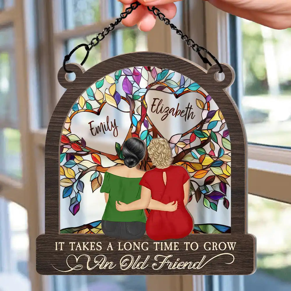 Continue Shopping,Gift For Bestie,Gift For Women,Love - Grow An Old Friend Tree Of Life - Personalized Window Hanging Suncatcher Ornament