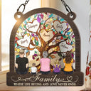 Family - Family Tree Where Life Begins And Love Never Ends - Personalized Window Hanging Suncatcher Ornament