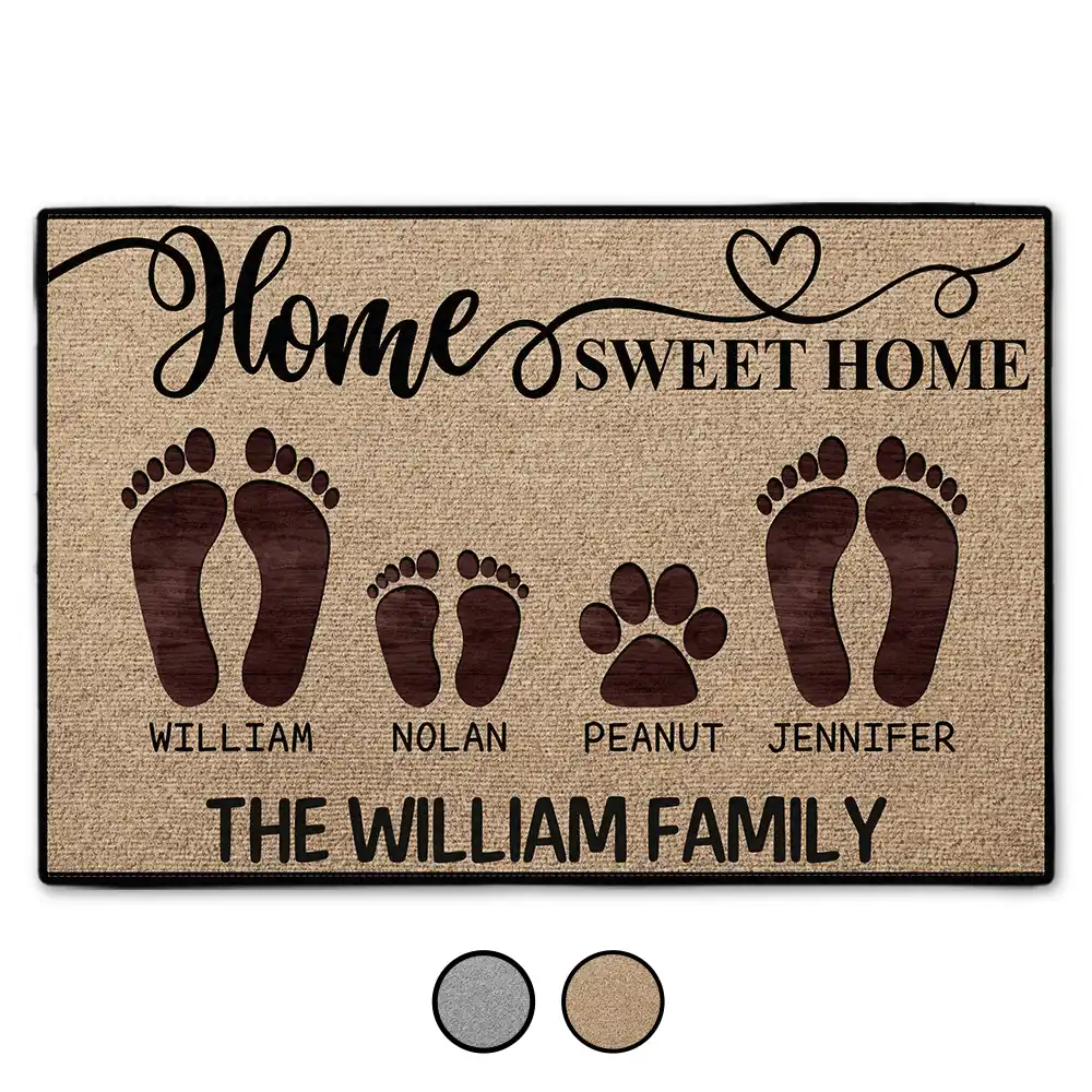 Family, Pet Lovers, Dog Lovers, Cat Lovers - Home Sweet Home Family Dog Cat - Personalized Doormat