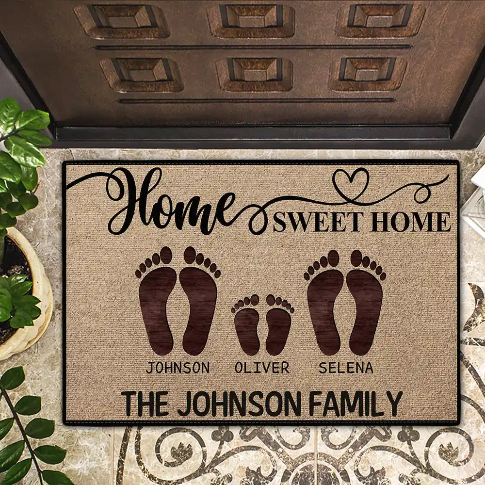 Family, Pet Lovers, Dog Lovers, Cat Lovers - Home Sweet Home Family Dog Cat - Personalized Doormat