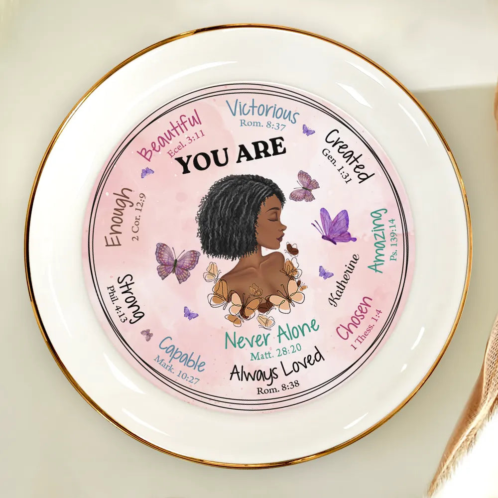 Afro, Gift For Women - You Are Beautiful Afro Girl - Personalized Round Ring Dish
