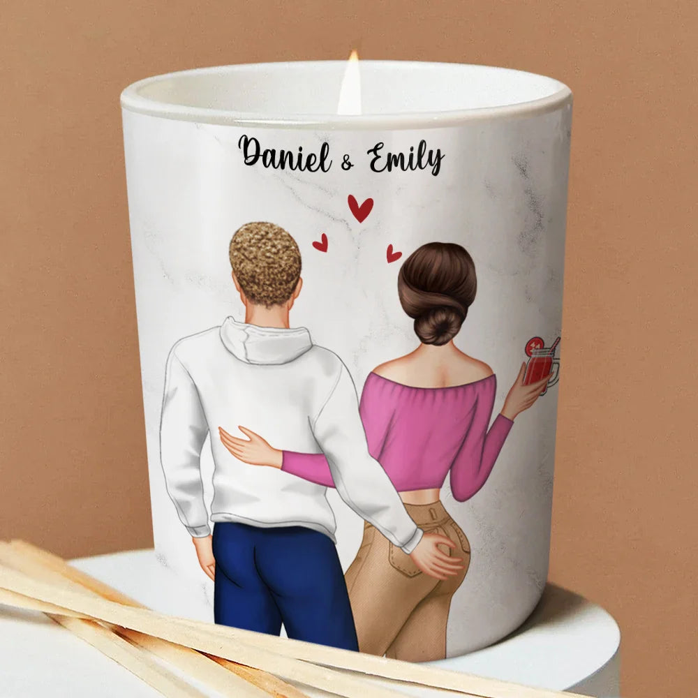 Gift For Couples, Gift For Husband, Gift For Boyfriend, Gift For Men - Smells Like You Survived A Whole Year Funny Couple - Personalized Scented Candle With Wooden Lid