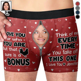 Gift For Couples, Gift For Husband, Gift For Boyfriend, Gift For Men - Custom Photo Funny Girlfriend Wife Face I Love You For Who You Are - Personalized Men's Boxer Briefs