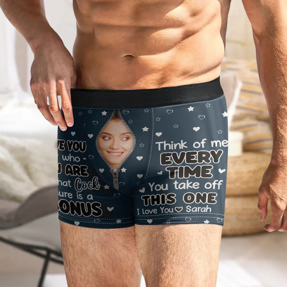 Gift For Couples, Gift For Husband, Gift For Boyfriend, Gift For Men - Custom Photo Funny Girlfriend Wife Face I Love You For Who You Are - Personalized Men's Boxer Briefs