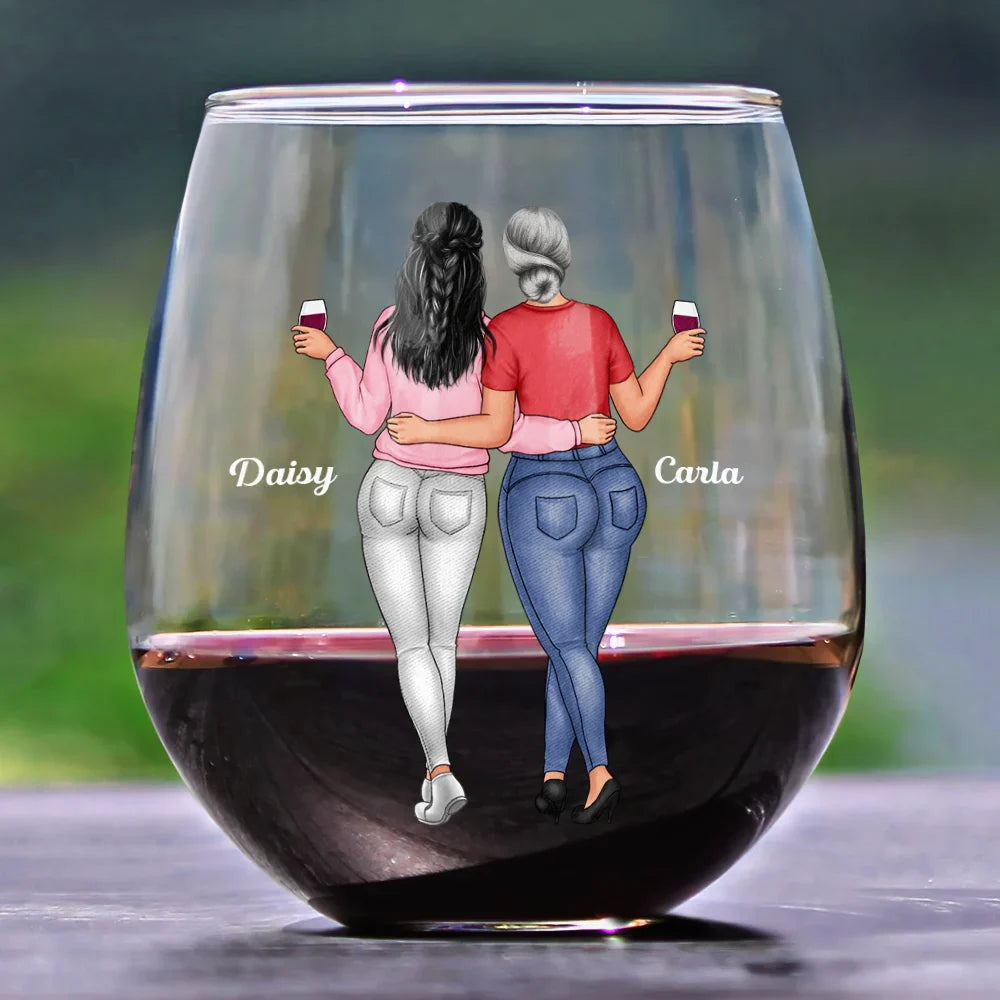 Gift For Daughter, Mother, Daughters - My Daughter Whisper Back I Am The Storm - Personalized Stemless Wine Glass