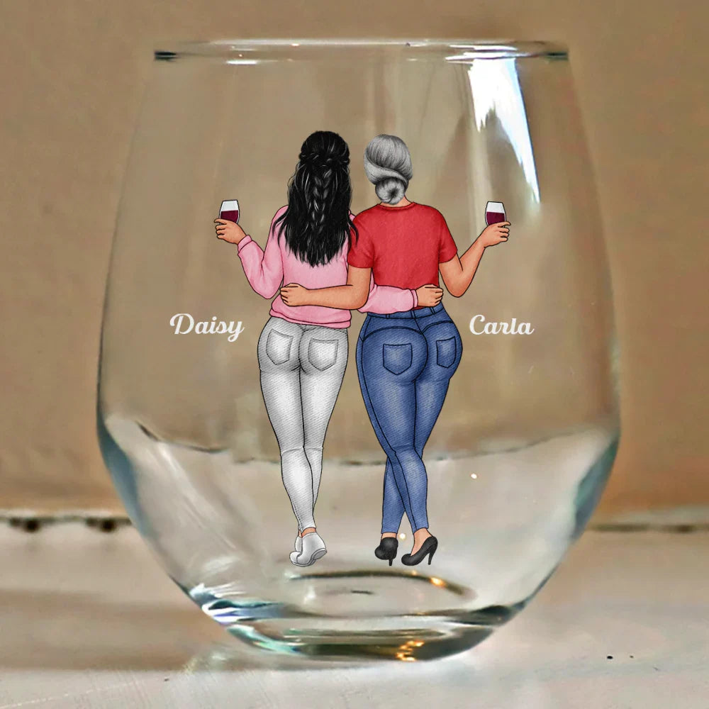 Gift For Daughter, Mother, Daughters - My Daughter Whisper Back I Am The Storm - Personalized Stemless Wine Glass