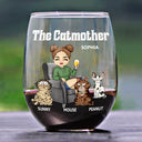 Pet Lovers, Cat Lovers, Cat Mom, Gift For Women - The Cat Mother - Personalized Stemless Wine Glass