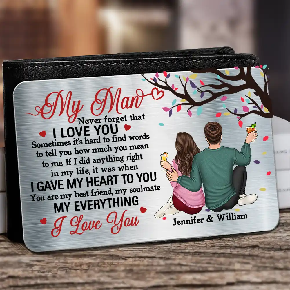 Gift For Couples, Gift For Husband, Gift For Boyfriend, Gift For Men - My Man You Are My Everything - Personalized Aluminum Wallet Card
