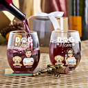 Gift For Couples, Gift For Husband, Gift For Wife, Gift For Boyfriend, Gift For Girlfriend, Pet Lovers, Dog Lovers - Dog Mom And Dog Dad - Personalized Stemless Wine Glass