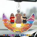 Gift For Mother, Gift For Grandma - Grandma Mom And Kids On The Moon - Personalized Acrylic Car Hanger
