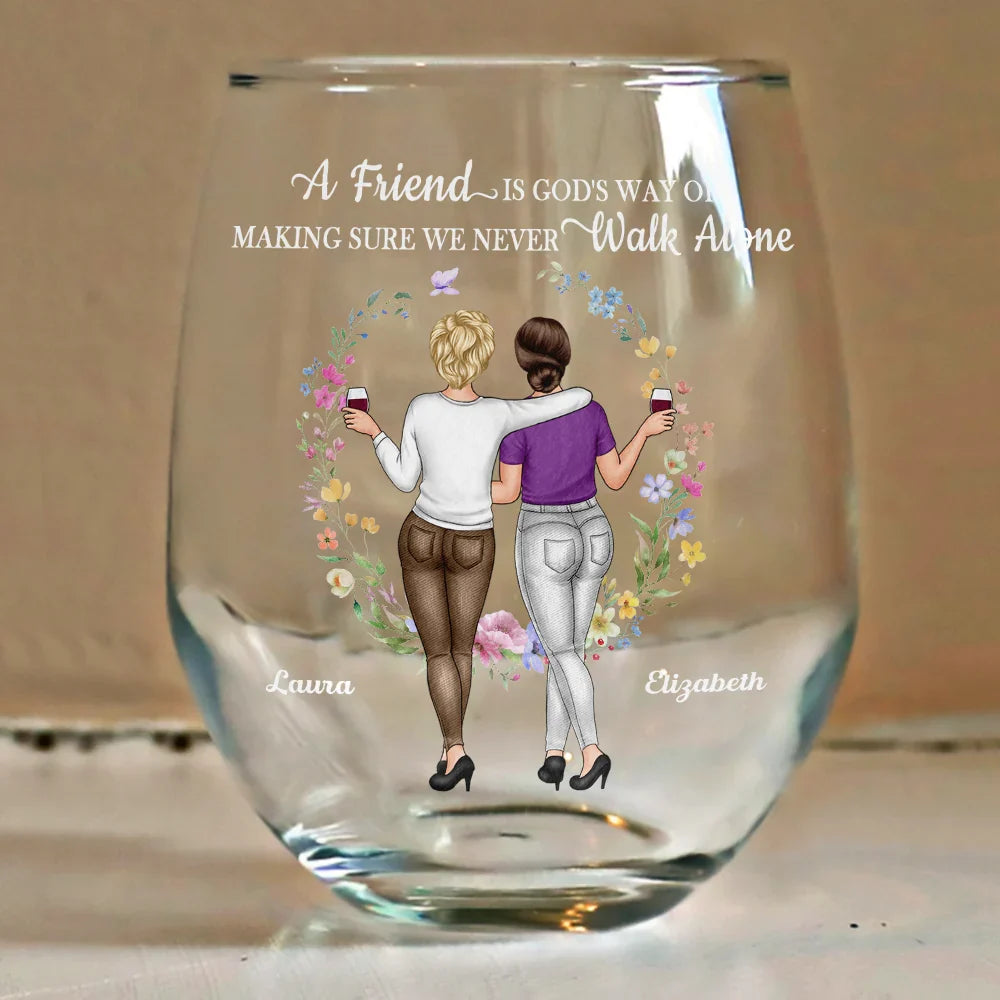 Gift For Bestie - It Takes A Long Time To Grow An Old Friend - Personalized Stemless Wine Glass