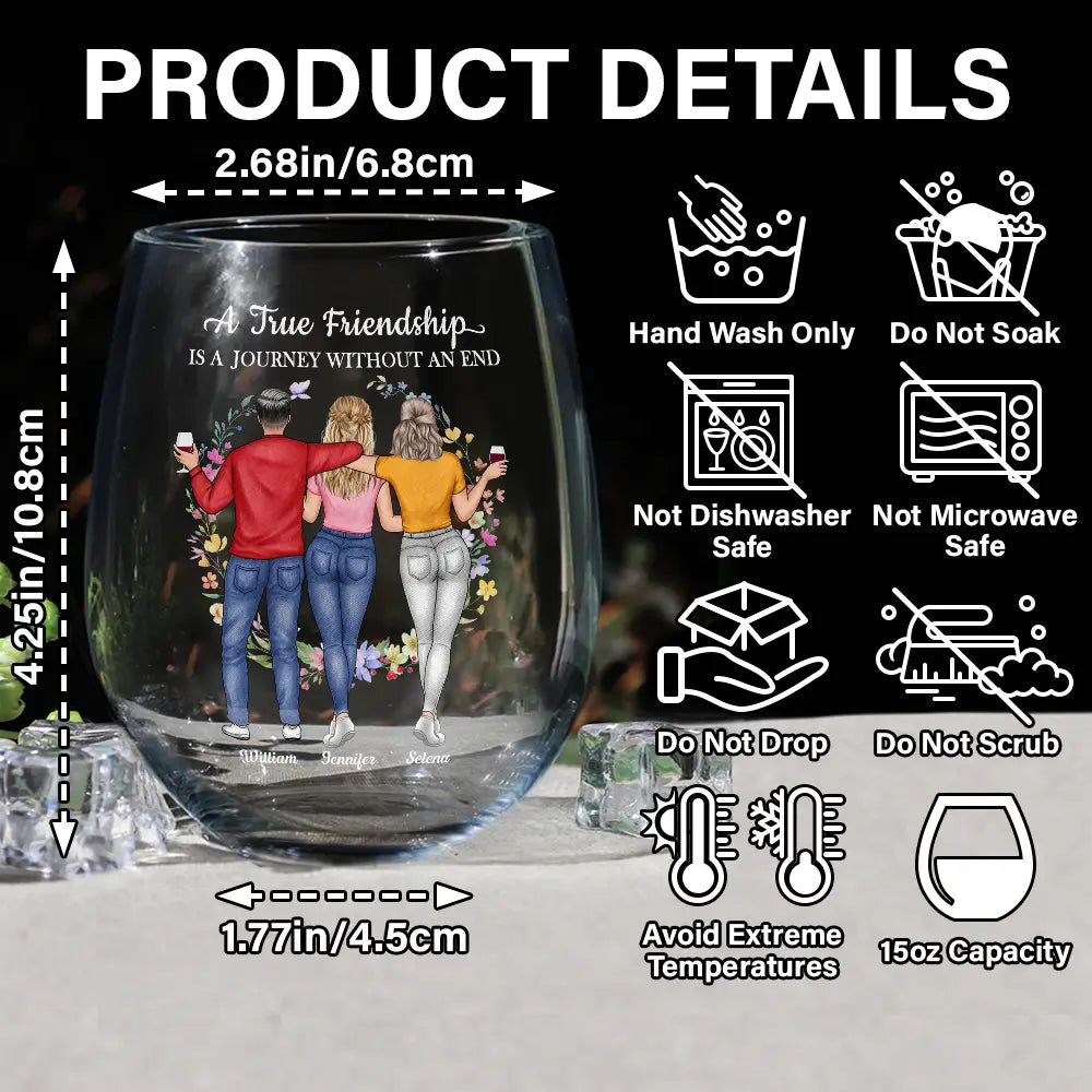 Gift For Bestie - It Takes A Long Time To Grow An Old Friend - Personalized Stemless Wine Glass