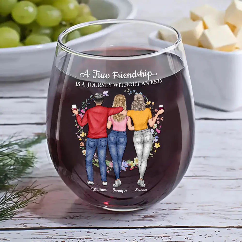 Gift For Bestie - It Takes A Long Time To Grow An Old Friend - Personalized Stemless Wine Glass