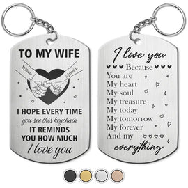 Gift For Couples, Gift For Husband, Gift For Wife, Gift For Boyfriend, Gift For Girlfriend - Couple Holding Hands You Are My Heart My Soul My Treasure - Personalized Aluminum Keychain