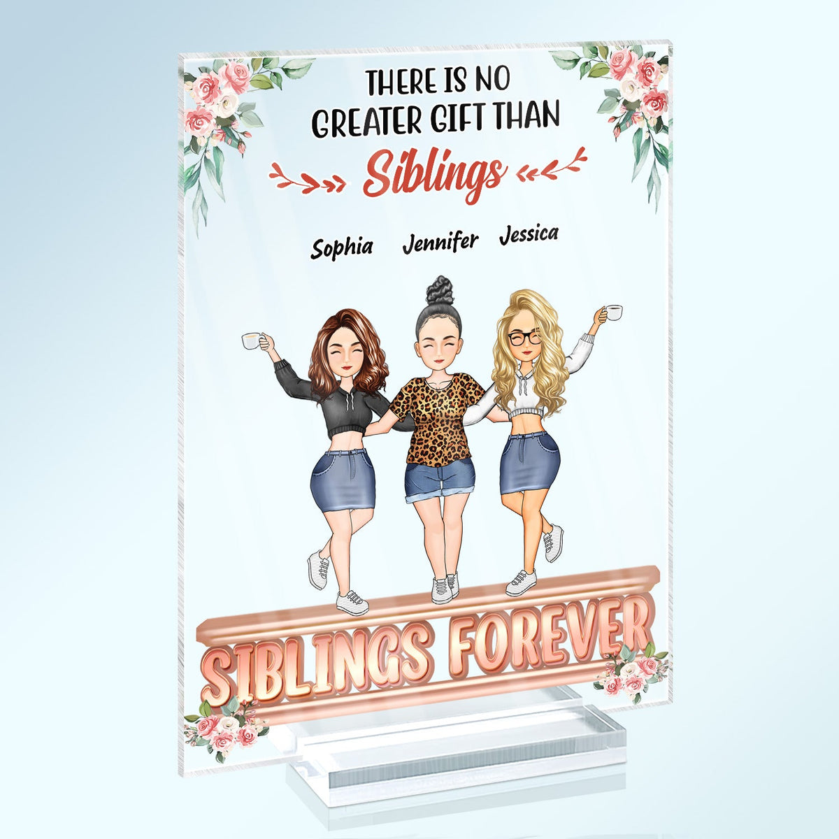 Side By Side Or Miles Apart Sisters Brothers Will Always Be Connected - Gift For Siblings - Personalized Custom Vertical Rectangle Acrylic Plaque