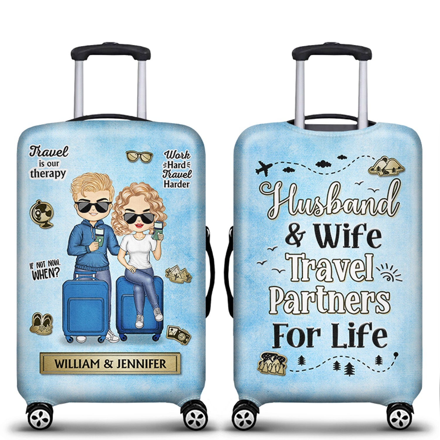 You Are My Adventure Always And Forever - Birthday Gift For Couple, Family, Travel, Vacation Lovers - Personalized Custom Luggage Cover