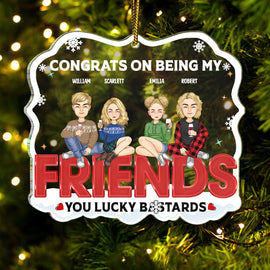 Congrats On Being My Bestie Cartoon - Christmas Gift For Friends - Personalized Custom Shaped Acrylic Ornament