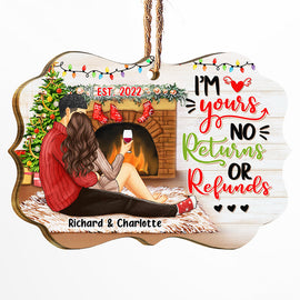 No Returns No Refunds - Christmas Back Couples - Personalized Wooden Ornament