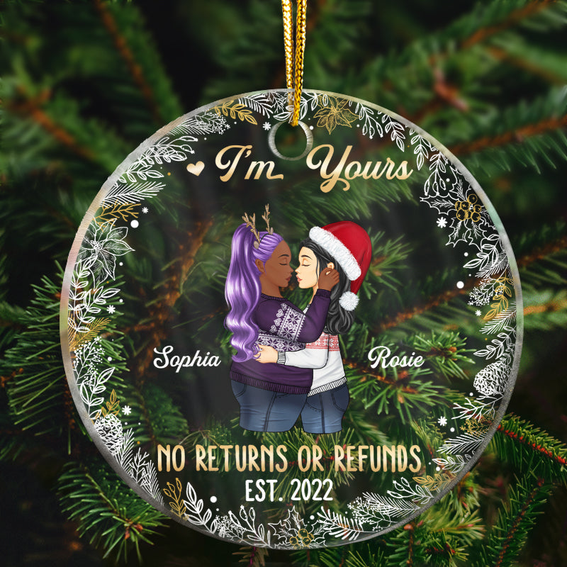 No Returns Or Refunds - Christmas Gift For Couple - Personalized Custom Circle Acrylic Ornament