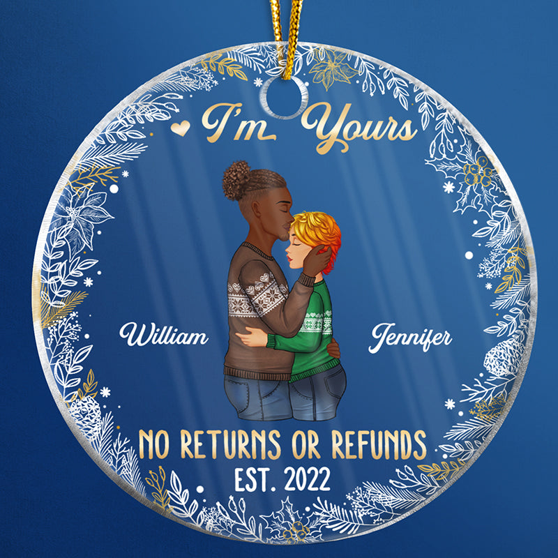 No Returns Or Refunds - Christmas Gift For Couple - Personalized Custom Circle Acrylic Ornament