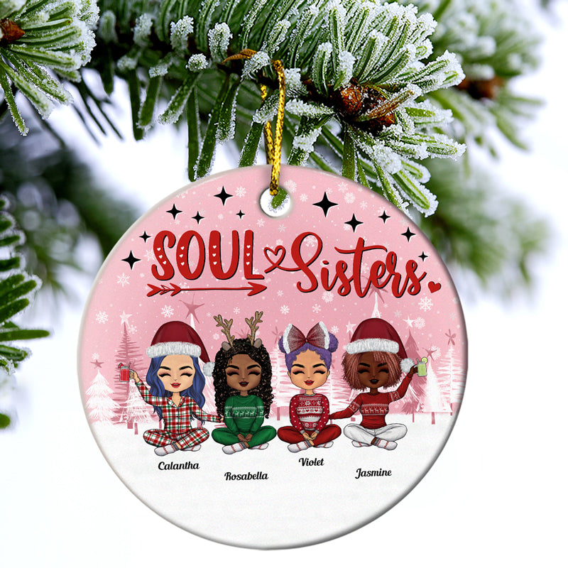 Soul Sisters Gift For Besties - Personalized Custom Circle Ceramic Ornament