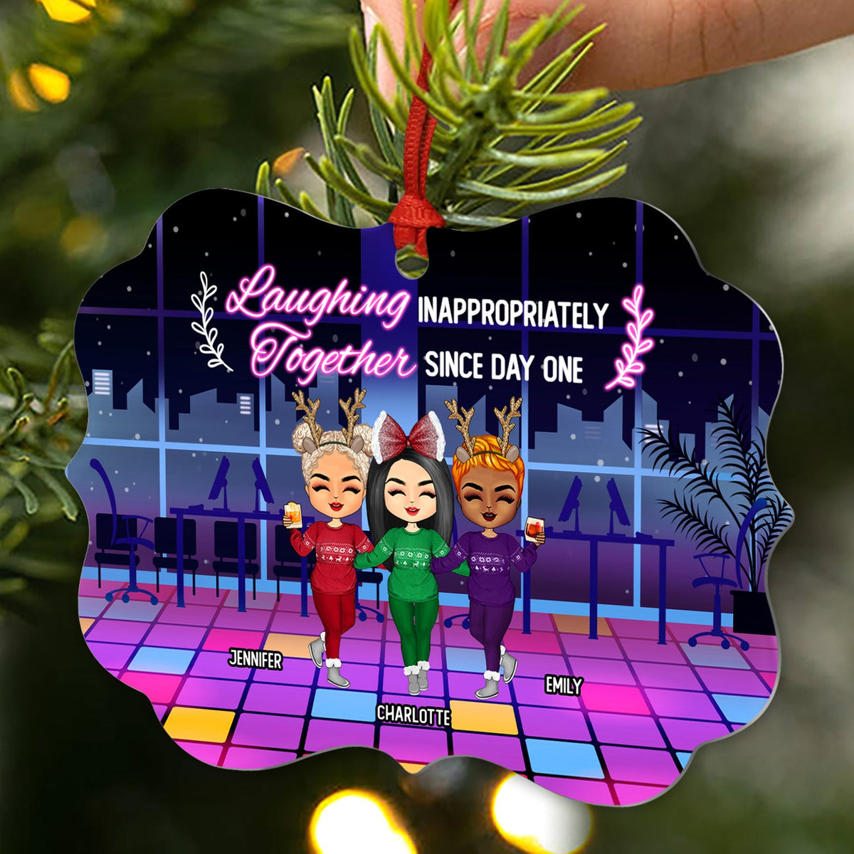 Fun, Laughter, Giggle Made Us Friends - Christmas Gift For Colleagues - Personalized Custom Aluminum Ornament