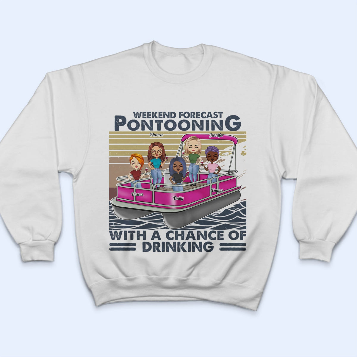 Pontoon Party In Slow Motion - Birthday, Traveling, Cruising Gift For Family, Besties, BFF Best Friends, Beach Lovers, Travelers - Personalized Custom T Shirt