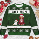 Best Cat Mom Ever Cartoon Style - Christmas Gift For Cat Lovers - Personalized Unisex Ugly Sweater